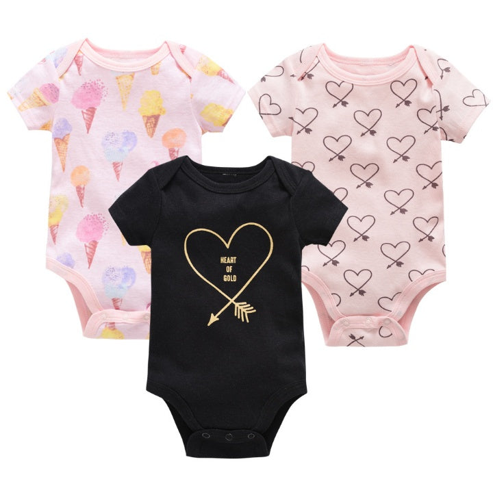 Grenouillère bébé trois pièces ensemble nouveau pull à manches courtes en coton vêtements bébé vêtements