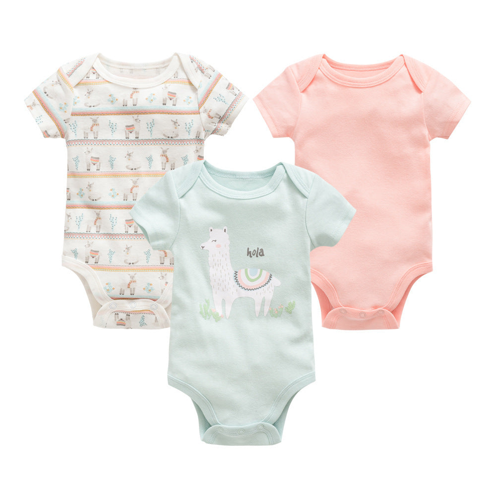 Grenouillère bébé trois pièces ensemble nouveau pull à manches courtes en coton vêtements bébé vêtements