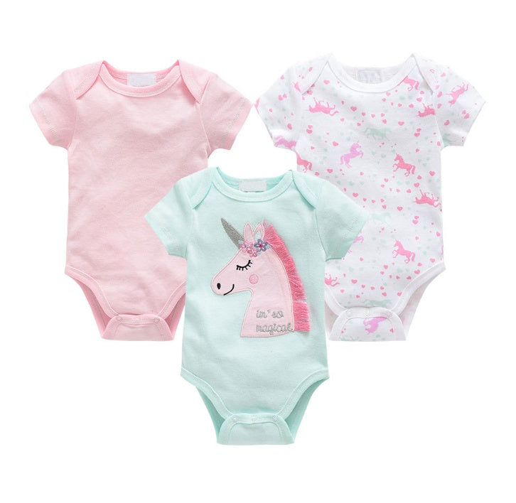 Grenouillère bébé trois pièces ensemble nouveau pull à manches courtes en coton vêtements bébé vêtements