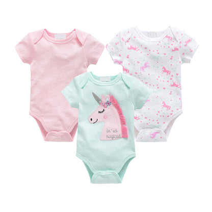 Grenouillère bébé trois pièces ensemble nouveau pull à manches courtes en coton vêtements bébé vêtements