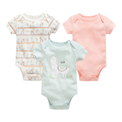Grenouillère bébé trois pièces ensemble nouveau pull à manches courtes en coton vêtements bébé vêtements