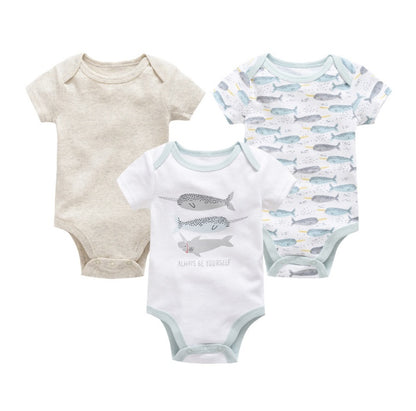 Grenouillère bébé trois pièces ensemble nouveau pull à manches courtes en coton vêtements bébé vêtements