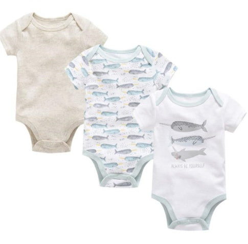 Grenouillère bébé trois pièces ensemble nouveau pull à manches courtes en coton vêtements bébé vêtements