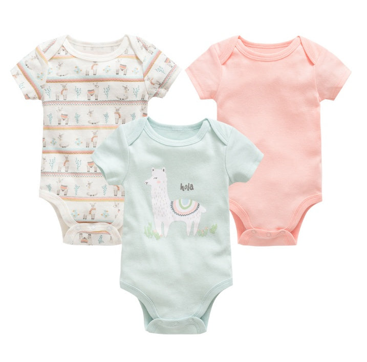 Grenouillère bébé trois pièces ensemble nouveau pull à manches courtes en coton vêtements bébé vêtements